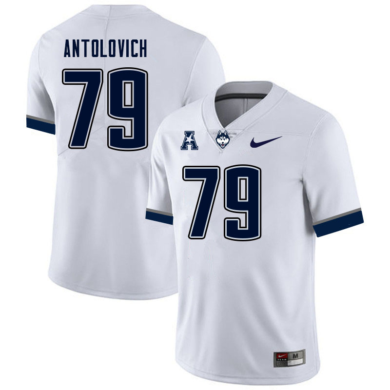 Men #79 Danny Antolovich Uconn Huskies College Football Jerseys Sale-White - Click Image to Close
